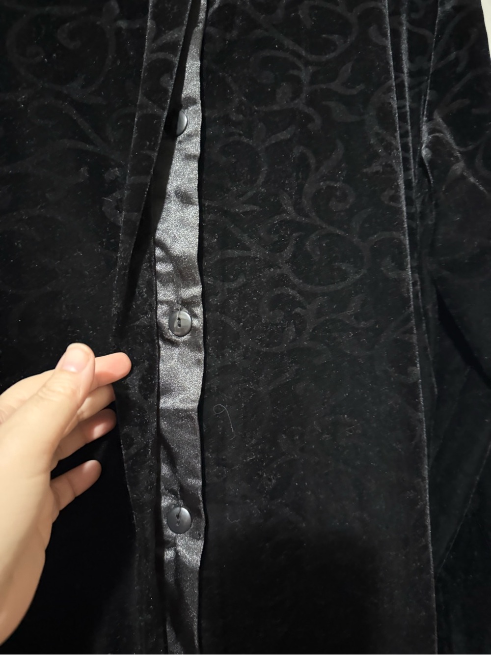 Vintage Principals The Bay Black Velvet Button Up 2X - Picture 5 of 12